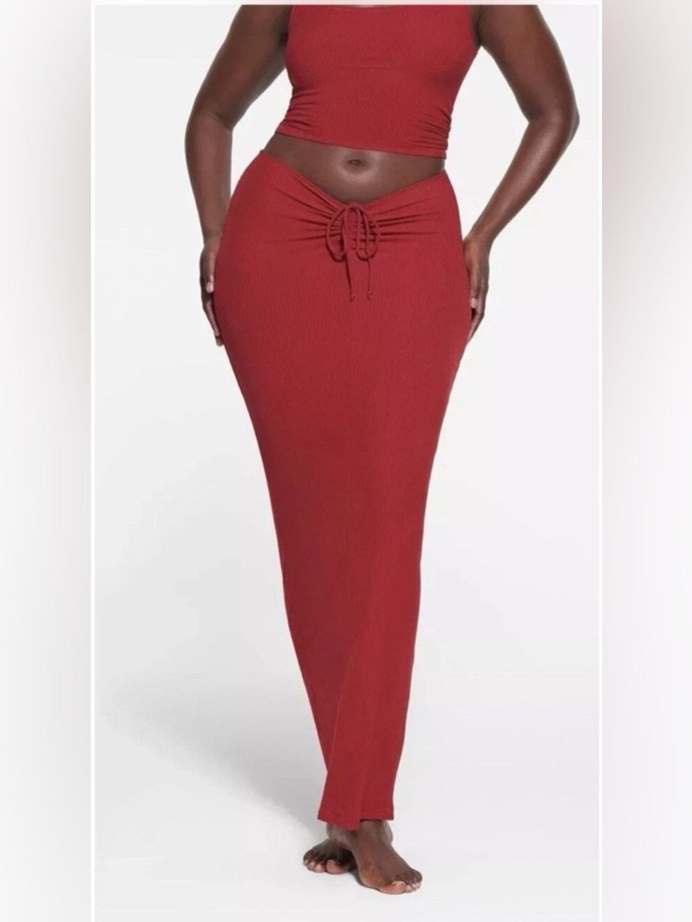 NWT SKIMS Soft Lounge Ruched Long Skirt Size XS color - Brick